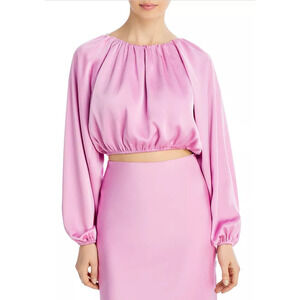 Lucy Paris Amethyst Pleated Balloon Sleeve Top Pink Size XS